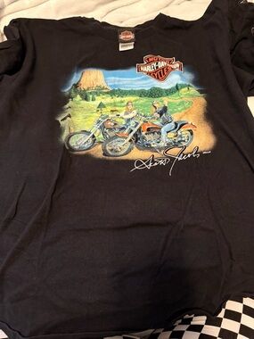Harley-Davidson Black women’s Motorcycle Graphic Tee with Scenic Print
